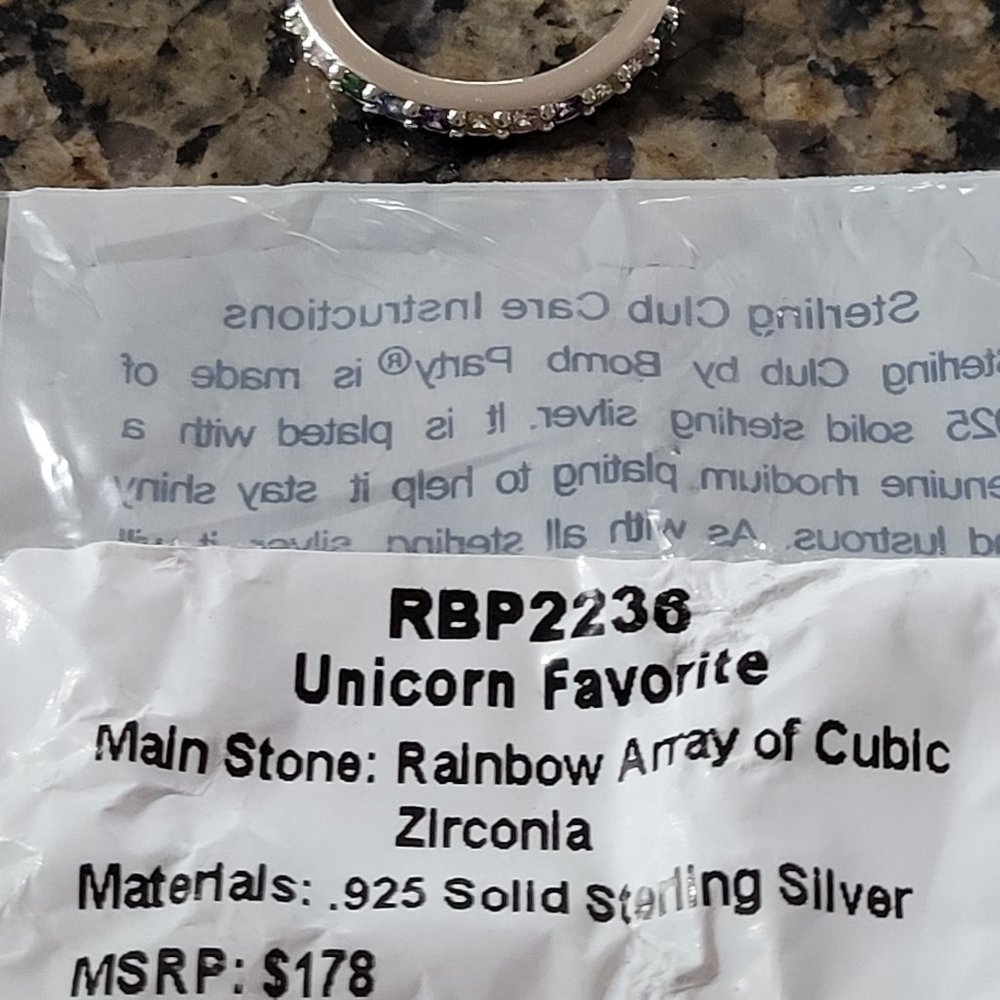 Bomb Party RBP2236 Unicorn Favorite .925 Solid Sterling Silver Sz 6 - Picture 5 of 5